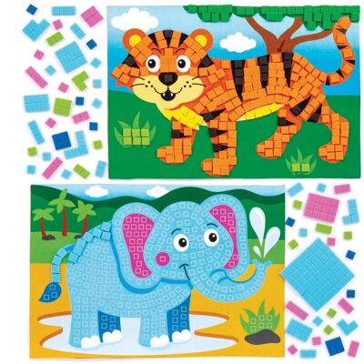 Baker Ross Kit de mosaico de animales de la jungla - Pack de 4 Baker Ross Kit de mosaico de animales de la jungla - Pack de 4