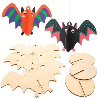 Baker Ross Houten Vleermuizen Decoraties - Doos van 6 - Halloween Knutselen Baker Ross Houten Vleermuizen Decoraties - Doos van 6 - Halloween Knutselen