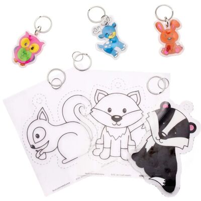 Marque Super Shrink Kits de porte-clés d'animaux de la forêt - 8 clés en plastique rétrécissant Marque Super Shrink Kits de porte-clés d'animaux de la forêt - 8 clés en plastique rétrécissant