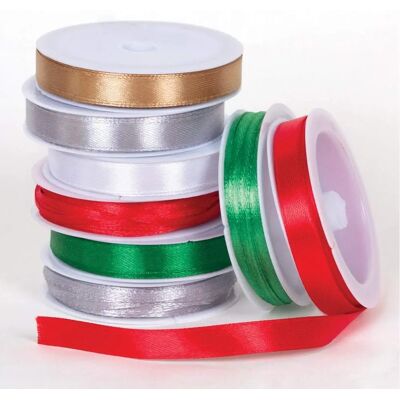 Baker Ross Nastro di raso natalizio - Pack 10 - 5 colori Baker Ross Nastro di raso natalizio - Pack 10 - 5 colori