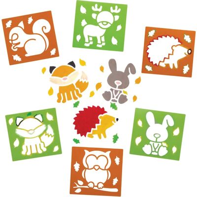 Pochoirs Animaux des Bois - Pack de 6 Modèles en Plastique Reutilisables Pochoirs Animaux des Bois - Pack de 6 Modèles en Plastique Reutilisables