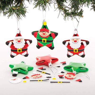 Weihnachtskugeln in Sternform "Weihnachtsmann & Elf" - 6 Stück Weihnachtskugeln in Sternform "Weihnachtsmann & Elf" - 6 Stück