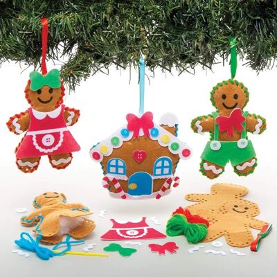 Nähsets Lebkuchen Dekorationen - 3 Verschiedene Designs - Filzdekorationen - 11-13 cm - Weihnachtsbastelei Nähsets Lebkuchen Dekorationen - 3 Verschiedene Designs - Filzdekorationen - 11-13 cm - Weihnachtsbastelei