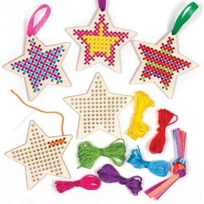 Baker Ross 5 Kits de Décoration Étoile en Bois - Artisanat Enfant Baker Ross 5 Kits de Décoration Étoile en Bois - Artisanat Enfant