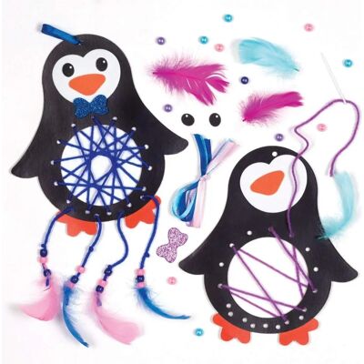 Traumfänger-Bastelsets "Pinguin" - 4 Stück - Traumfänger-Set Traumfänger-Bastelsets "Pinguin" - 4 Stück - Traumfänger-Set