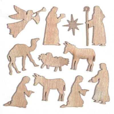 Formes en Bois de la Nativité par Baker Ross - 45 Modèles - Publicité Formes en Bois de la Nativité par Baker Ross - 45 Modèles - Publicité