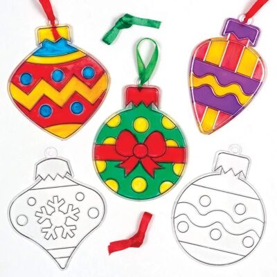 Décorations de Boules de Noël à Effet Vitrail - Pack de 8 Décorations de Boules de Noël à Effet Vitrail - Pack de 8