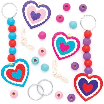 Porte-clés en cœur en bois Baker Ross - 4 kits pour enfants - Argent Porte-clés en cœur en bois Baker Ross - 4 kits pour enfants - Argent