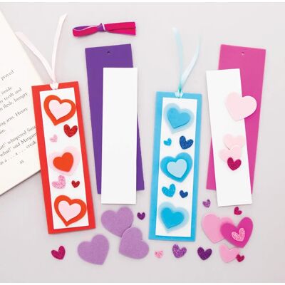Kids Heart Bookmarks - 4 Bookmark Kits For Kids - Make Your Own Craft Bookmarks - Size 16cm Kids Heart Bookmarks - 4 Bookmark Kits For Kids - Make Your Own Craft Bookmarks - Size 16cm