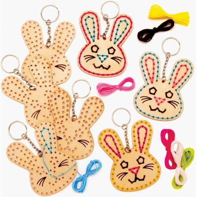 Kit Porte-clés Lapin de Pâques en Bois - 5 pièces Kit Porte-clés Lapin de Pâques en Bois - 5 pièces