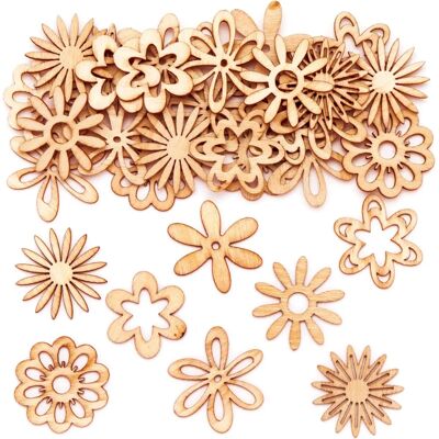 Fleurs en Bois Mini Baker Ross - 9 Designs, 25-30mm - Formes de Artisanat Fleurs en Bois Mini Baker Ross - 9 Designs, 25-30mm - Formes de Artisanat