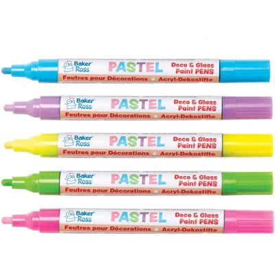 Pastell Deko & Glasmalstifte - 5 Stück, 5 Pastellfarben Pastell Deko & Glasmalstifte - 5 Stück, 5 Pastellfarben