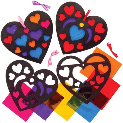 Kit de Decoración de Corazones con Efecto Vitral - Colores Variados Kit de Decoración de Corazones con Efecto Vitral - Colores Variados