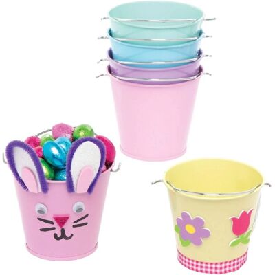Kleine Pastellblecheimer - 5 Stück - Bunt zum Dekorieren Kleine Pastellblecheimer - 5 Stück - Bunt zum Dekorieren