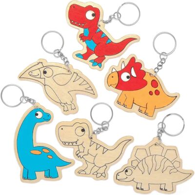Trä Dinosaur nyckelringar - 10 stycken, 4,5-8cm Trä Dinosaur nyckelringar - 10 stycken, 4,5-8cm