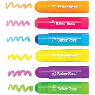 Baker Ross Neon Poster Paint Sticks - 6 Assorted Neonfarben - 10 g Baker Ross Neon Poster Paint Sticks - 6 Assorted Neonfarben - 10 g