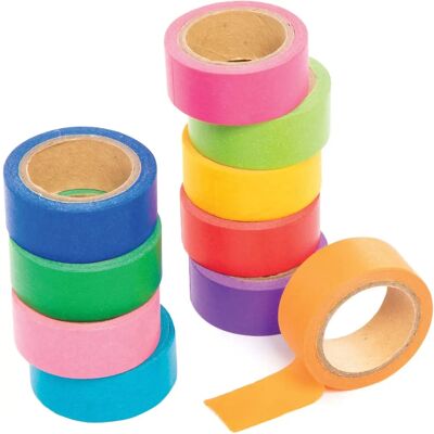 Ruban Washi Arc-en-ciel Baker Ross - 10 Couleurs Assorties - Ruban Adhésif en Papier - 3 m x 15 mm Ruban Washi Arc-en-ciel Baker Ross - 10 Couleurs Assorties - Ruban Adhésif en Papier - 3 m x 15 mm