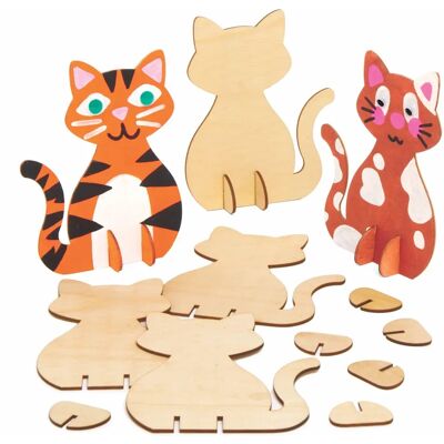 Baker Ross Houten Kat Kit - 6 Staande Kat Vormpjes - Knutselset voor Kinderen Baker Ross Houten Kat Kit - 6 Staande Kat Vormpjes - Knutselset voor Kinderen