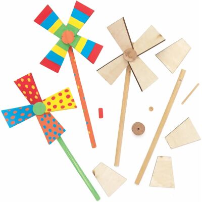 Baker Ross Holz-Windmühlen-Sets - Kreativ Bastelsets - 20cm Baker Ross Holz-Windmühlen-Sets - Kreativ Bastelsets - 20cm