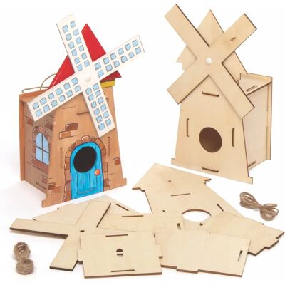 Kit Casetta Uccelli e Mulino a Vento in Legno - 22,5cm - Artigianato Kit Casetta Uccelli e Mulino a Vento in Legno - 22,5cm - Artigianato