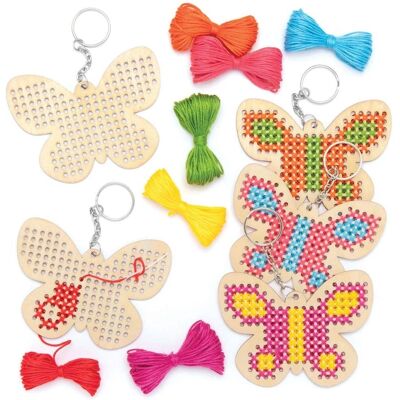 Kit de porte-clés papillon en croix en bois sans marque - 10cm Kit de porte-clés papillon en croix en bois sans marque - 10cm