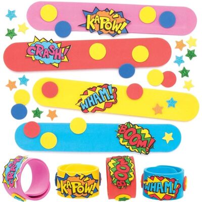 Baker Ross Superhjälte Snap-On Armband - 4 st Baker Ross Superhjälte Snap-On Armband - 4 st