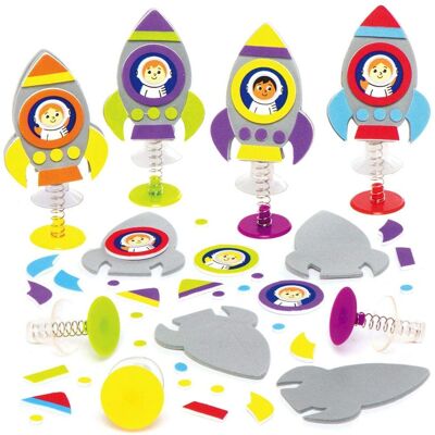 Baker Ross raketset - Pack av 8 - Olika designer - Skum- och plastleksaker - 9cm höjd - Svart Baker Ross raketset - Pack av 8 - Olika designer - Skum- och plastleksaker - 9cm höjd - Svart