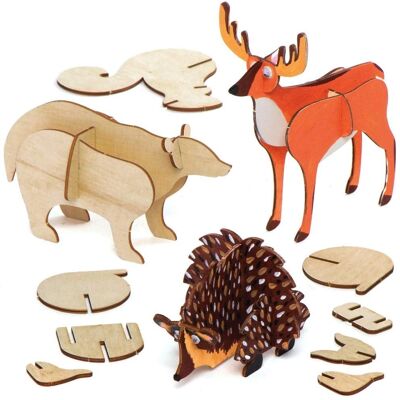 Houtknutselsets voor bosdieren - 5 stuks Houtknutselsets voor bosdieren - 5 stuks