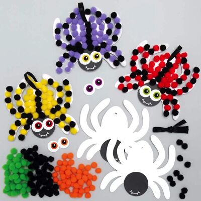 Spinnen Pom Poms Bastelsets - 5 Stück - Halloween Deko Spinnen Pom Poms Bastelsets - 5 Stück - Halloween Deko