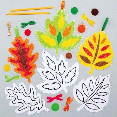 Kit de Décoration Feuille en Sable - Couleurs d'Automne - 6 Sets Kit de Décoration Feuille en Sable - Couleurs d'Automne - 6 Sets