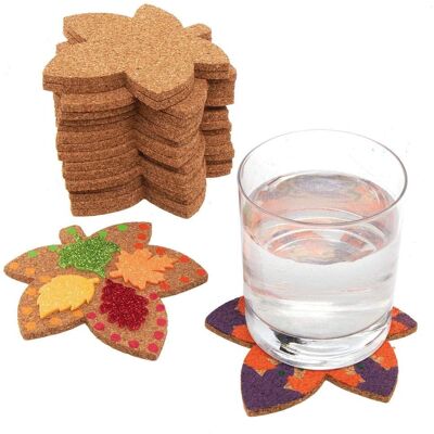 Baker Ross Sous-verres en liège en forme de feuille - Pack de 30 - Bleu Baker Ross Sous-verres en liège en forme de feuille - Pack de 30 - Bleu