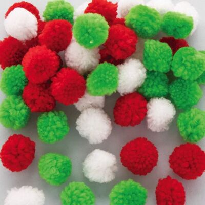 Pompons en Laine - Pack de 90 - Rouge, Vert, Blanc - 25mm - Fournitures de bricolage Pompons en Laine - Pack de 90 - Rouge, Vert, Blanc - 25mm - Fournitures de bricolage