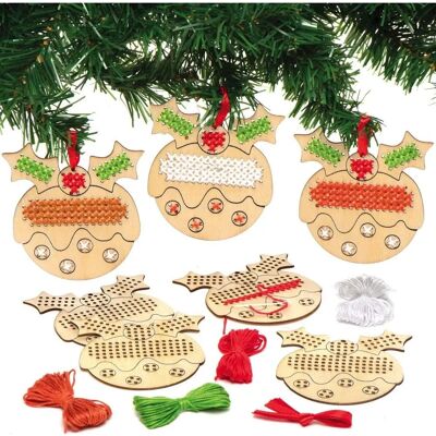 Baker Ross Weihnachts Pudding Holz-Stickset - Bastelset für Kinder Baker Ross Weihnachts Pudding Holz-Stickset - Bastelset für Kinder