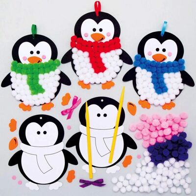 Baker Ross pingvin pompom konstkit - 5 designer - Självhäftande - 12,5cm Baker Ross pingvin pompom konstkit - 5 designer - Självhäftande - 12,5cm