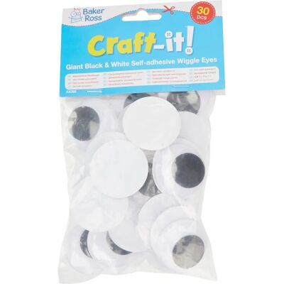 Yeux Mobiles Gigantes Autoadhésifs Baker Ross - Pack de 30 Yeux Mobiles Gigantes Autoadhésifs Baker Ross - Pack de 30