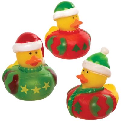 Canards en caoutchouc lutin de Noël Baker Ross - Paquet de 6 Canards en caoutchouc lutin de Noël Baker Ross - Paquet de 6