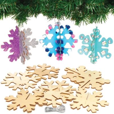 Holz Schneeflocken - 3D Weihnachtsdeko Holz Schneeflocken - 3D Weihnachtsdeko