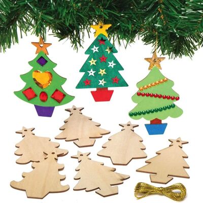 Décorations en bois pour sapin de Noël Baker Ross - Paquet de 12 Décorations en bois pour sapin de Noël Baker Ross - Paquet de 12
