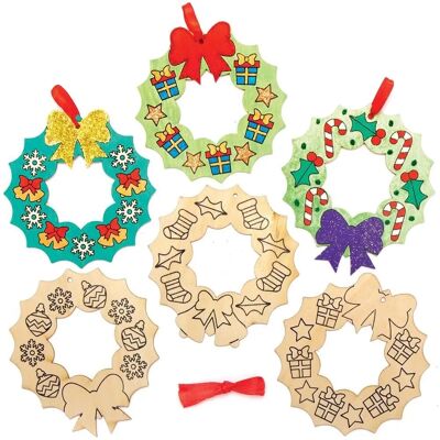 Houten Kerstkransen Decoraties - 10 Stuks Houten Kerstkransen Decoraties - 10 Stuks