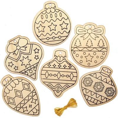 Boules de Noël en bois à colorier - Pack de 12 - Décoration de Noël Boules de Noël en bois à colorier - Pack de 12 - Décoration de Noël