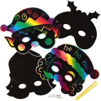 Craft Christmas Scratch Art Masks - 8er Pack - Feiertagsmasken Craft Christmas Scratch Art Masks - 8er Pack - Feiertagsmasken