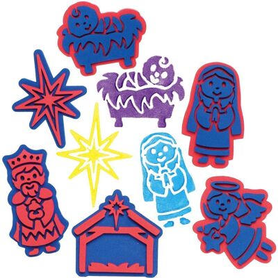 Baker Ross Tampons en mousse sur la Nativité - Pack de 10 pour Noël Baker Ross Tampons en mousse sur la Nativité - Pack de 10 pour Noël