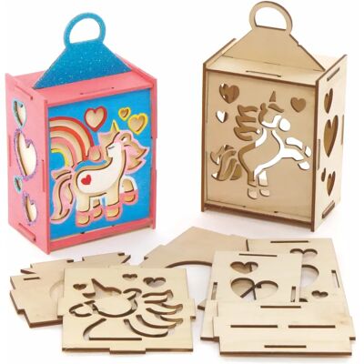 Kit de lanterne en bois de licorne Baker Ross - Pack de 3 - Bleu/Jaune/Orange/Rouge/Vert/Violet Kit de lanterne en bois de licorne Baker Ross - Pack de 3 - Bleu/Jaune/Orange/Rouge/Vert/Violet
