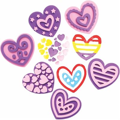 Herzförmige Moosgummi-Stempelset – 10 Motive für Kinder Herzförmige Moosgummi-Stempelset – 10 Motive für Kinder