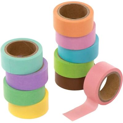 Ruban Washi Pastel - Pack de 10 - Autocollant - Pour bricolage Ruban Washi Pastel - Pack de 10 - Autocollant - Pour bricolage