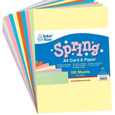 Pacchetto di Carta e Cartoncino di Primavera A4 - 100 Fogli Pacchetto di Carta e Cartoncino di Primavera A4 - 100 Fogli