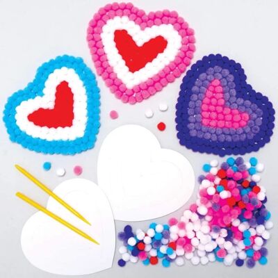 Kits de cœur en pompons Baker Ross - Artisanat de Saint-Valentin - Plusieurs couleurs Kits de cœur en pompons Baker Ross - Artisanat de Saint-Valentin - Plusieurs couleurs