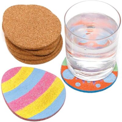 Paquet de 30 sous-verres en liège en forme d'œuf de Pâques Paquet de 30 sous-verres en liège en forme d'œuf de Pâques