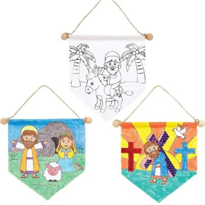 Bannières en tissu à colorier de la Semaine Sainte (Paquet de 3) Bannières en tissu à colorier de la Semaine Sainte (Paquet de 3)