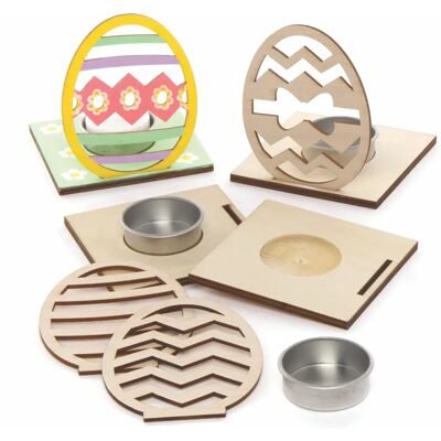 Kit de Porta-velas de Pascua en Madera - Soporte de Tealight Kit de Porta-velas de Pascua en Madera - Soporte de Tealight